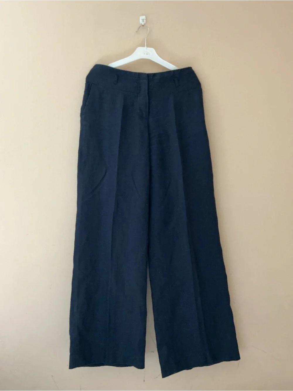 Wide Leg 100% linen Pants in Navy Blue